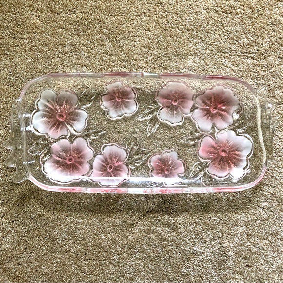 Studio Nova Frosted White Pink Flowered Serving Tray - Picture 9 of 12